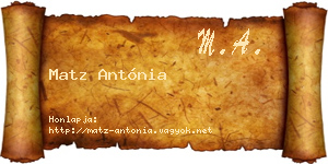 Matz Antónia névjegykártya